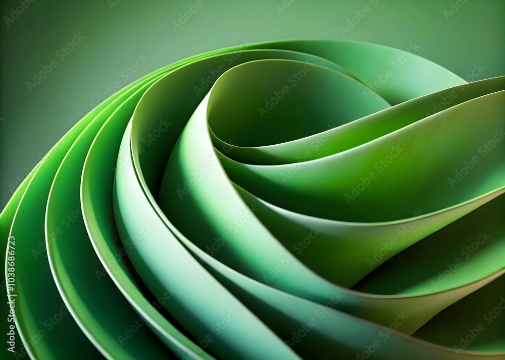 Fototapeta premium Green curve layered with a little gold stroke abstract background