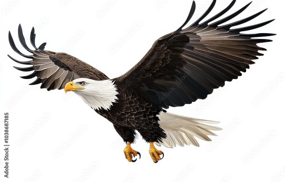 Obraz premium PNG format depicting a flying bald eagle.