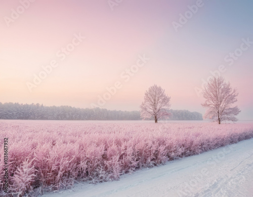 Minimalist winter background with soft pastel colors