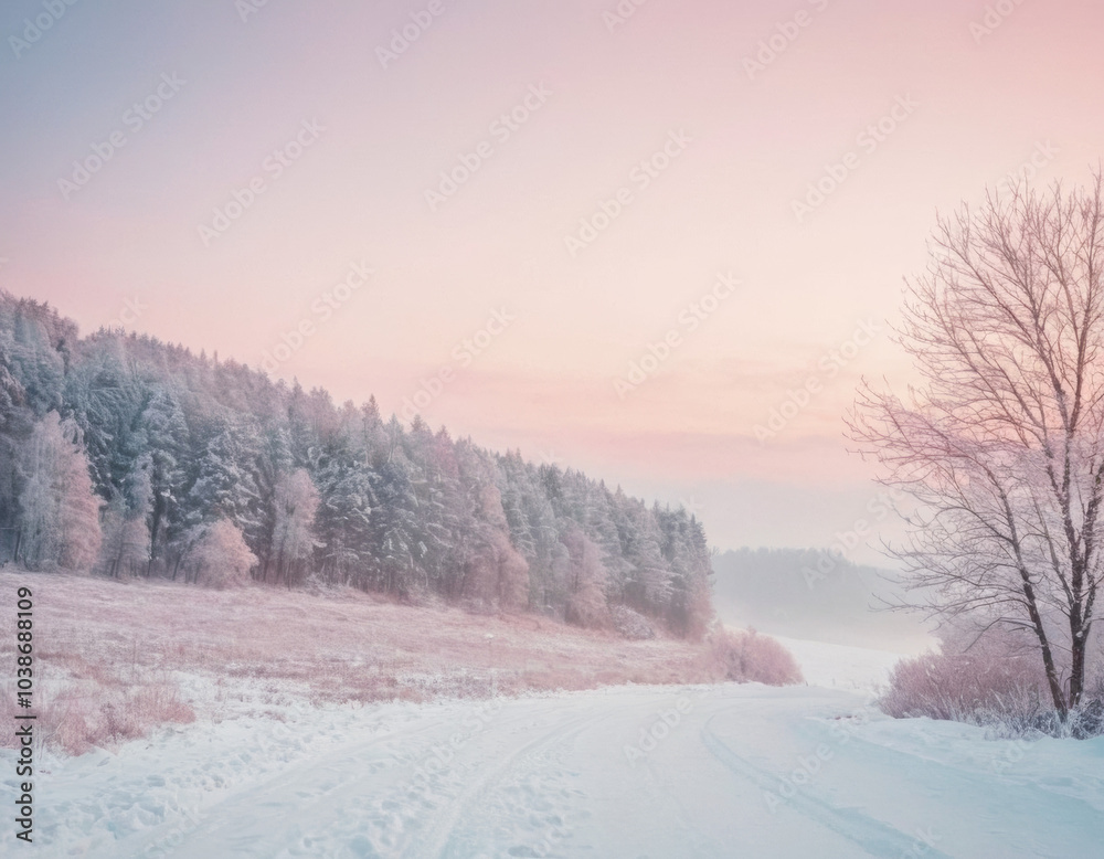 Fototapeta premium Minimalist winter background with soft pastel colors