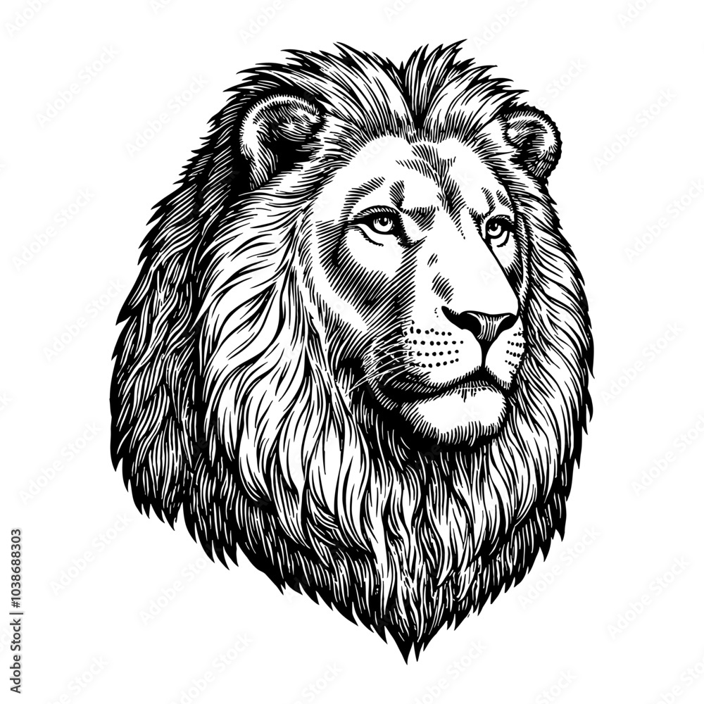 custom made wallpaper toronto digitalMajestic Regal Heraldic Lion Head in Intricate Black and White Outline Line Art Drawing
