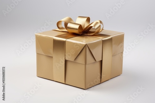 Stylized gift with geometric shapes and ribbon on a minimalist background for enhanced focus