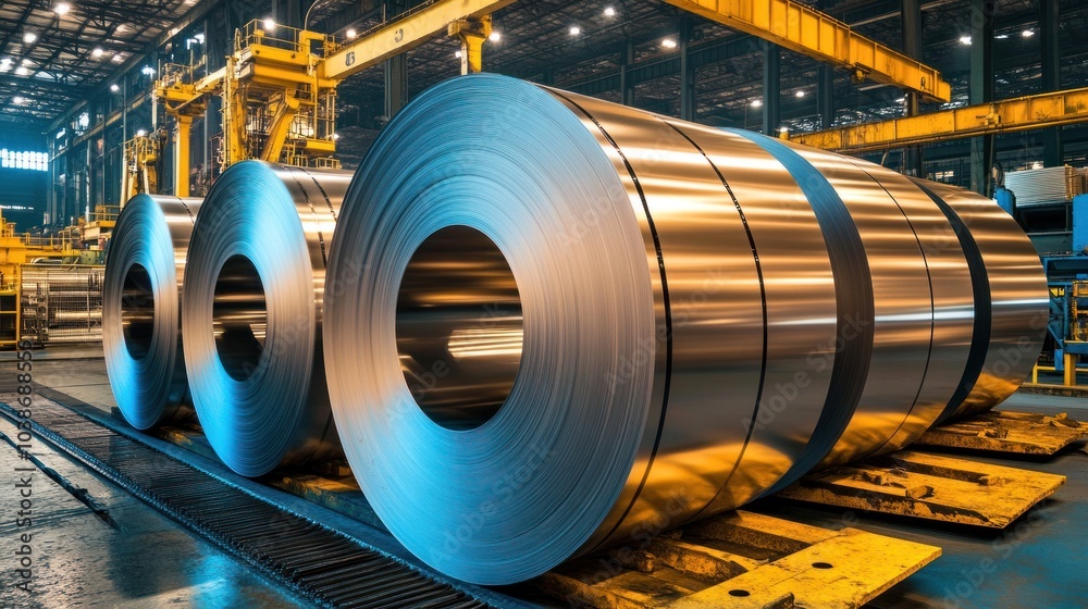 Ultra-thin steel sheets being manufactured with advanced technology for industrial use. Ultra-thin steel sheets being manufactured with advanced technology for industrial use.