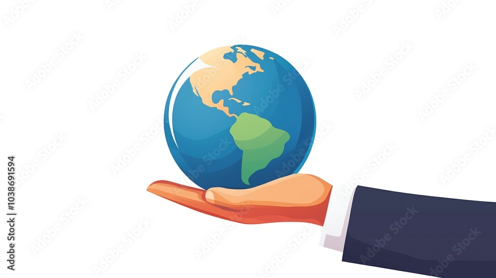 A hand holding the earth, symbolizing global responsibility and environmental awareness, on a white isolated background. A hand holding the earth, symbolizing global responsibility and environmental awareness, on a white isolated background.
