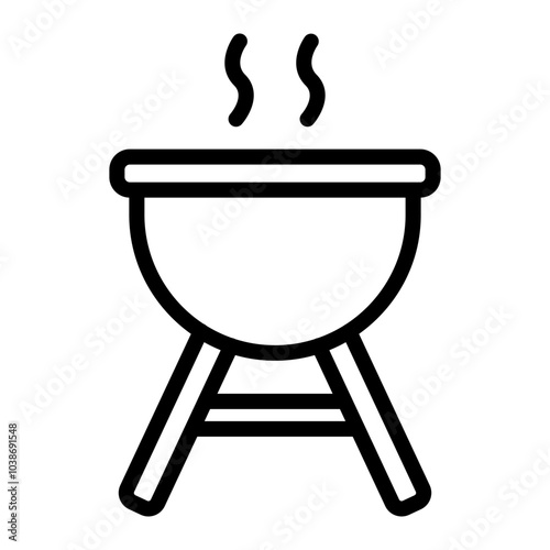 Barbecue Grill Vector Line Icon Design