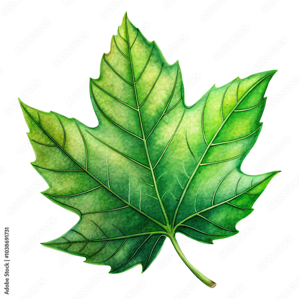 Fototapeta premium A cherry leaf isolated on white background. Autumn leaf on transparent background. PNG file