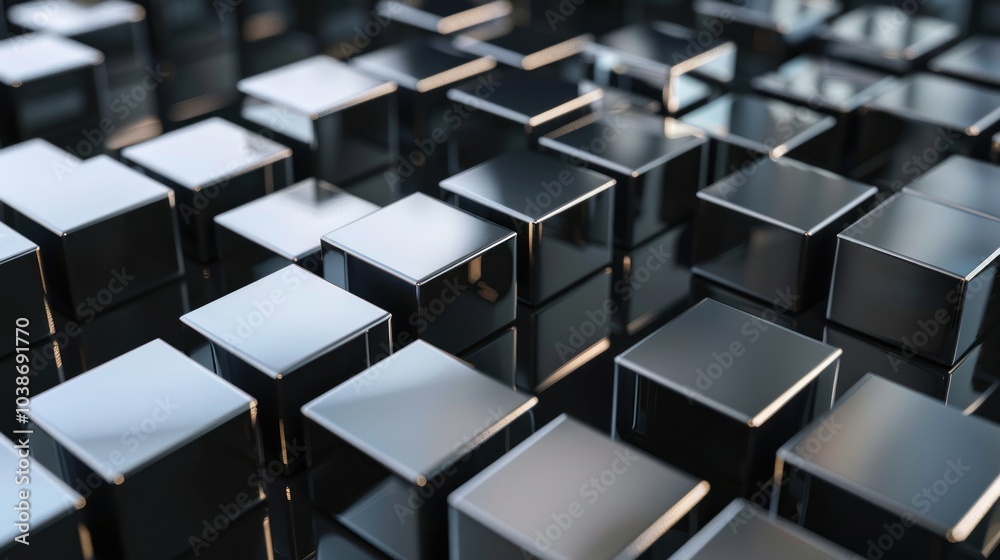 Metallic Cubes Abstract Background