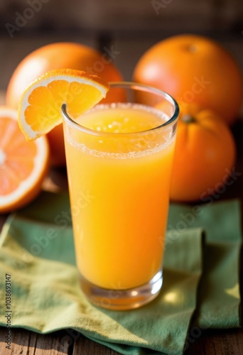 Glass of Orange Juice with Oranges .