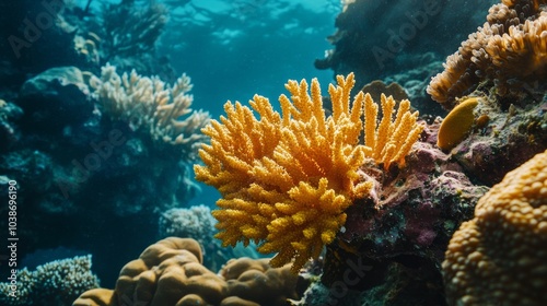 Underwater view of a coral in the Great Barrier Reef off the coast of Queensland near Cairns photo