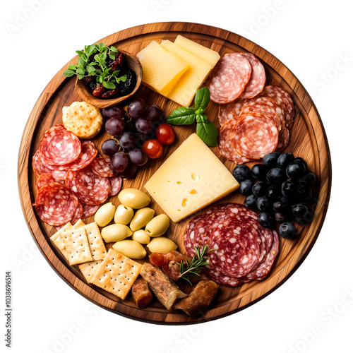isolated wooden charcuterie board on a transparent background food png meats and cheese platter