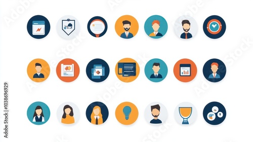 Set of modern flat design people icons. Vector illustration concepts of business, finance, marketing, technology, teamwork, management, e-commerce, web dewelopment and seo, business success and caree