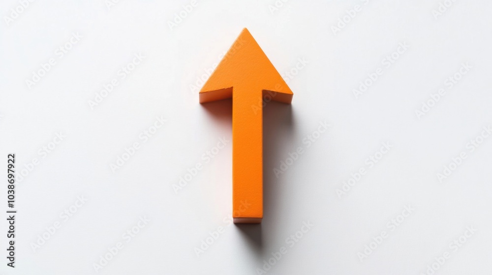 Orange arrow pointing up on white background progress symbol Orange arrow pointing up on white background progress symbol