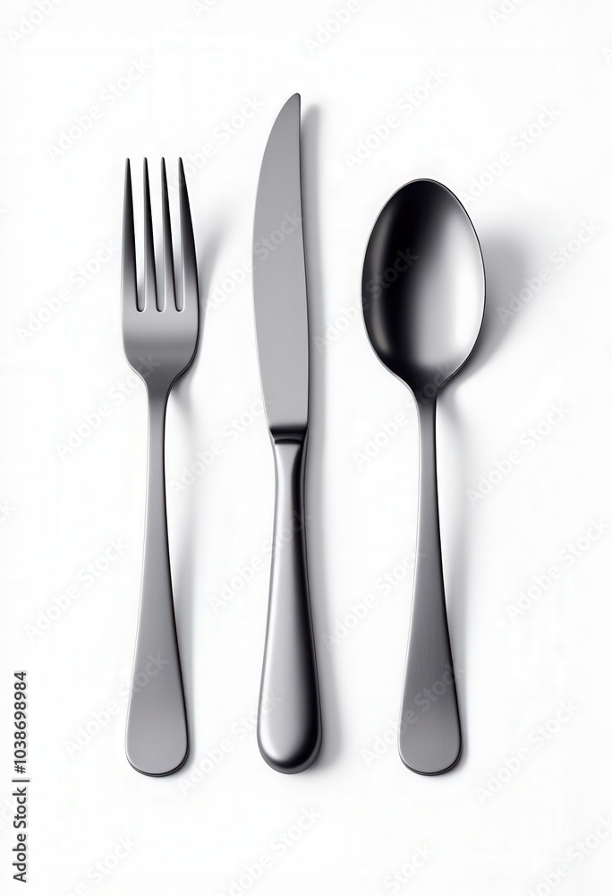 Silverware Set on White Background . Silverware Set on White Background .
