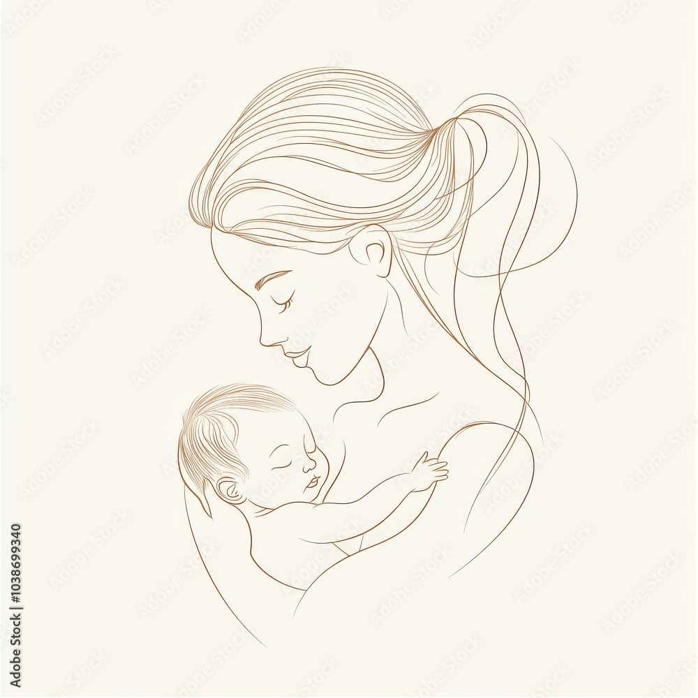 Minimalist female Pregnant figure holding a baby Minimalist female Pregnant figure holding a baby