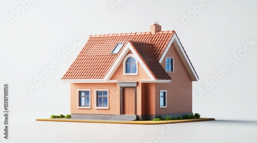 3d house icon, building, 3d, architecture, estate, roof, construction, real, icon, property, door, residential, model, illustration, housing