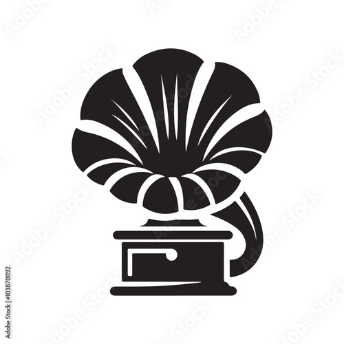 Gramofons Silhouette Vector Illustration - Classic Vinyl Player Graphics