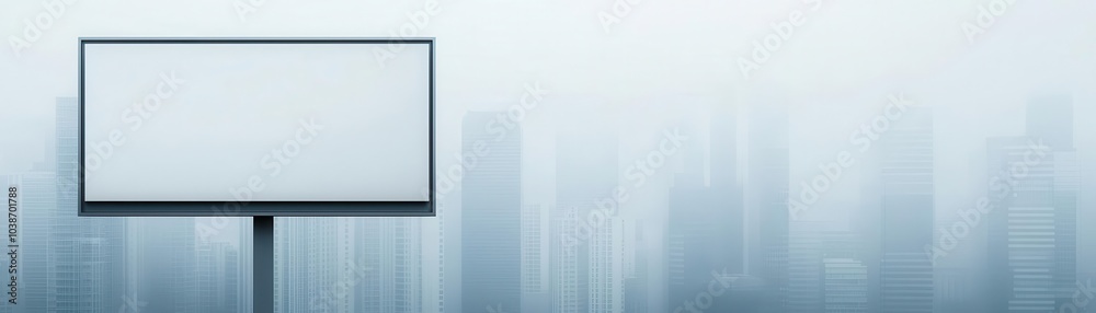 Blank billboard on a city background with soft reflections. Blank billboard on a city background with soft reflections.
