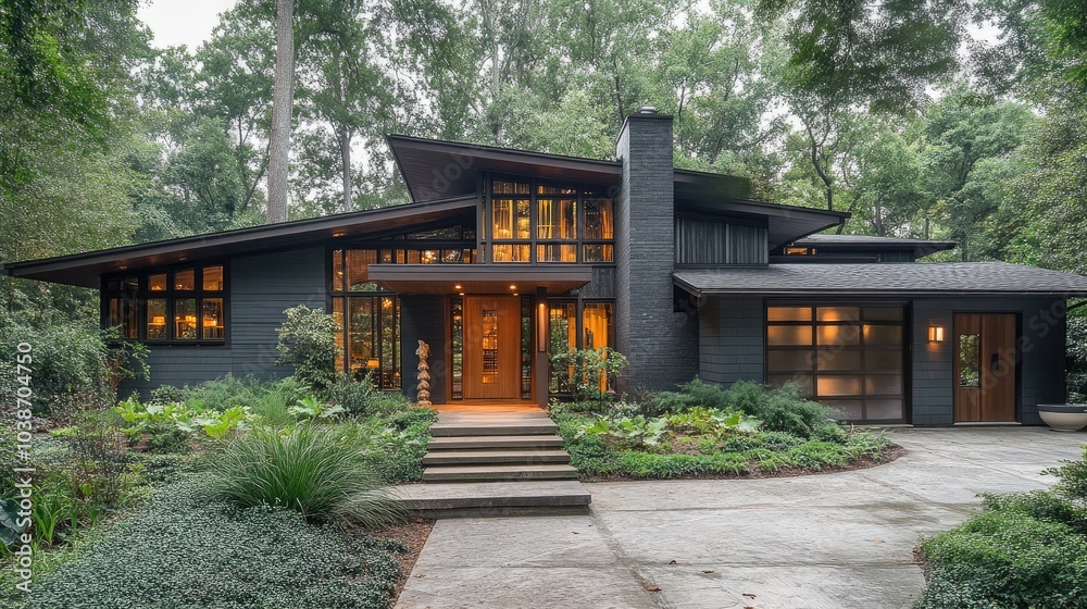 Modern House Surrounded by Lush Greenery Modern House Surrounded by Lush Greenery