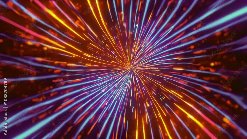 Futuristic tunnel with colorful neon motion effect Futuristic tunnel with colorful neon motion effect