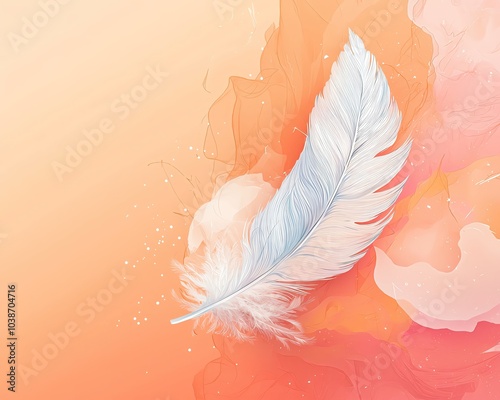 White feather on an artistic pastel background. photo