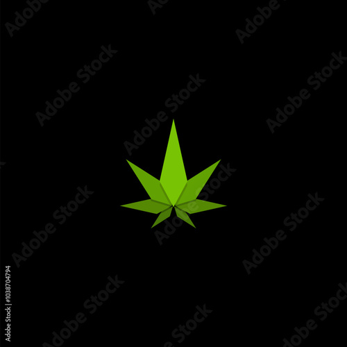 Marijuana abstract logo icon isolated on dark background