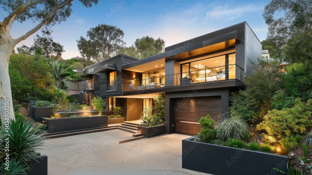 Modern Luxurious Home Surrounded by Lush Greenery Modern Luxurious Home Surrounded by Lush Greenery