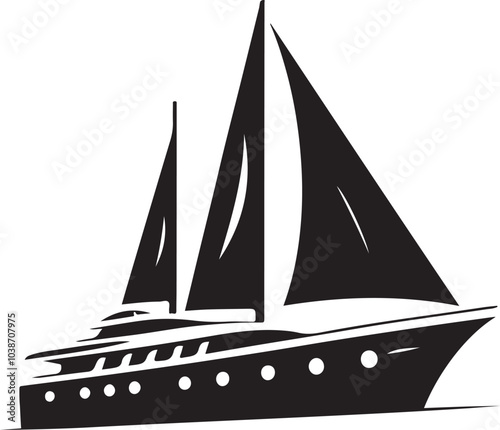 Yacht silhouette vector illustration on a white background photo