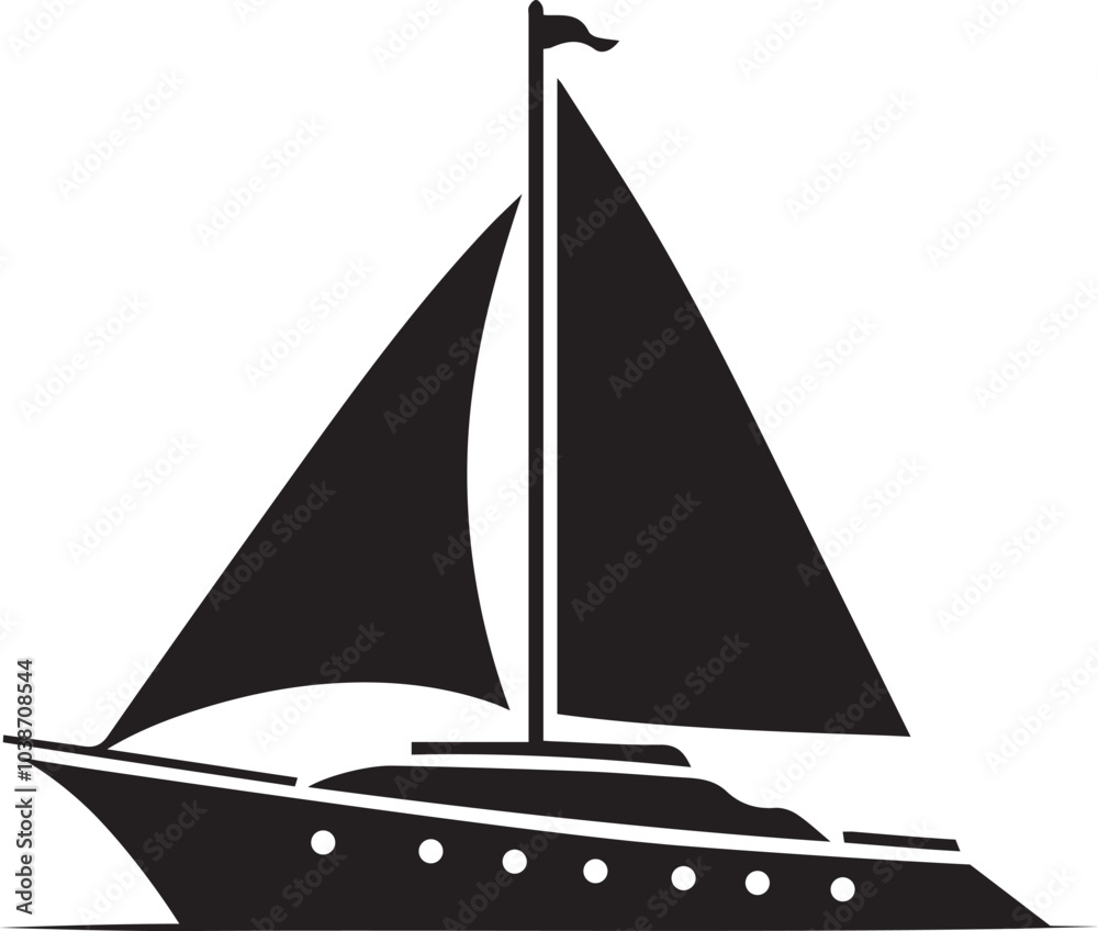 Yacht silhouette vector illustration on a white background