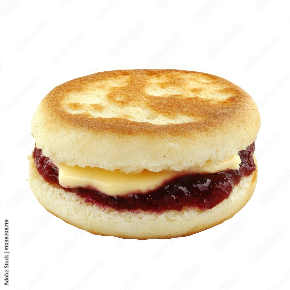 A toasted biscuit sandwich filled with butter and jam, ideal for breakfast or snacks. A toasted biscuit sandwich filled with butter and jam, ideal for breakfast or snacks.