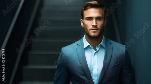 Executive man in trendy suit looking at camera