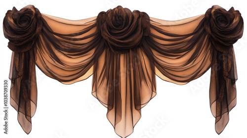 Elegant Drapery with Floral Accents in Dark Tone