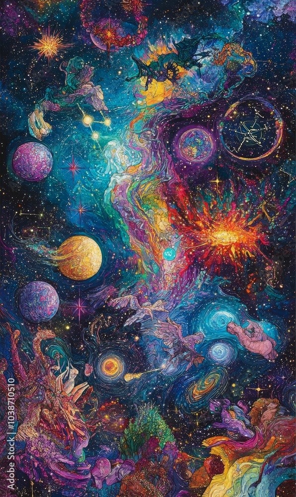Cosmic abstract with planets, stars, and nebulae. Cosmic abstract with planets, stars, and nebulae.
