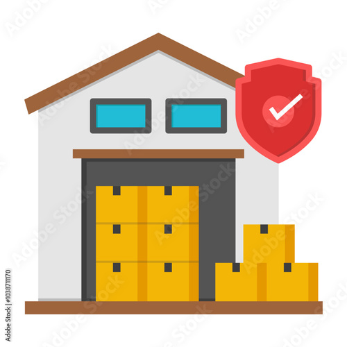 Flat design icon of warehouse

