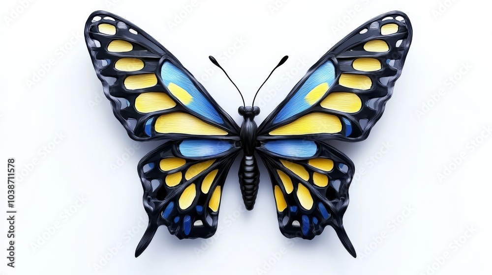 Obraz premium Abstract Black and Yellow Butterfly, Digital Art, Nature , Insects