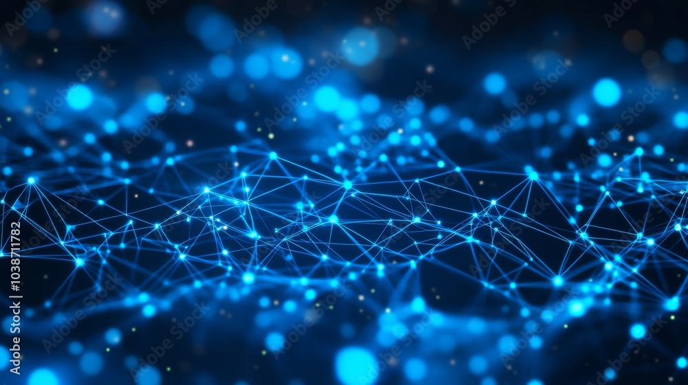 Abstract Blue Network with Bokeh, network, connection, technology Abstract Blue Network with Bokeh, network, connection, technology