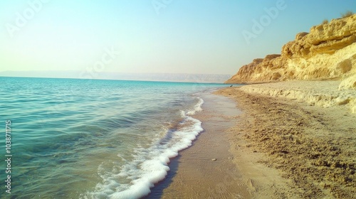 Serene Beach at the Edge of Tranquil Waters