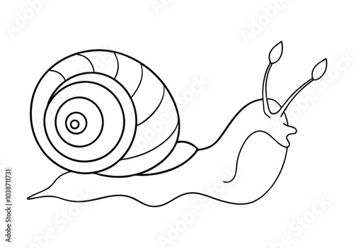 One Line Art of a Snail on a Leaf – Minimal Nature Vecto