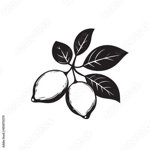 Lemons In cartoon, hand-drawn flat style. image for social media, websites and UI. Isolated 2D vector design in logo, icon, sketch style, simple line vector, single color. AI Generative Art.