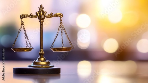 Golden Scales of Justice on Blurred Background, law ,justice