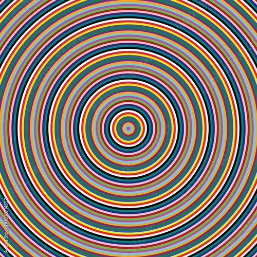 background of many colorful concentric circles with an almost hypnotic effect with a single common center