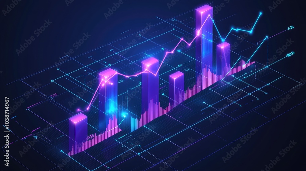 Dynamic Financial Chart with Vibrant Colors Dynamic Financial Chart with Vibrant Colors