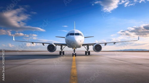 Aircraft on Runway Under Blue Sky