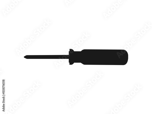 Slotted common blade screwdriver flat vector icon for apps and websites. Vector illustration of black silhouette of a screwdriver. Stencil screwdriver pliers icon. screwdriver icon, repair symbol.