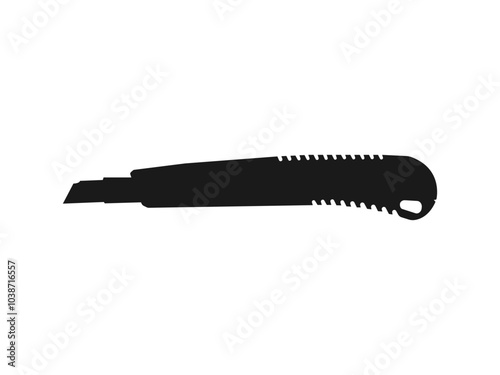 Stationery knife. Tool for cutting paper and plasterboard. Work knives. Carton cutter knife. retractable blade or knife. Paper or cardboard cutter. vector illustration on white background