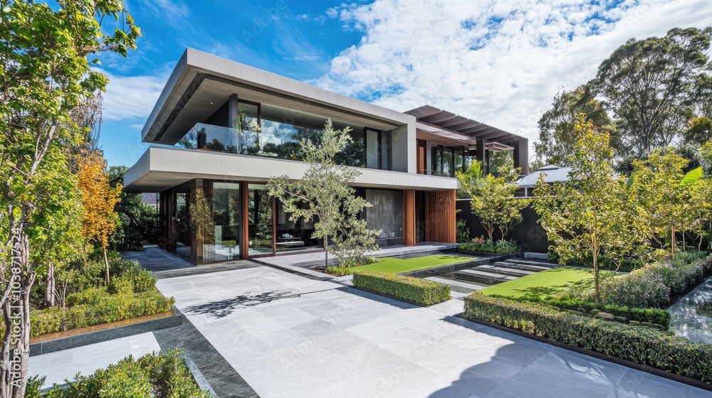 Modern Architecture Design with Lush Landscaping Modern Architecture Design with Lush Landscaping