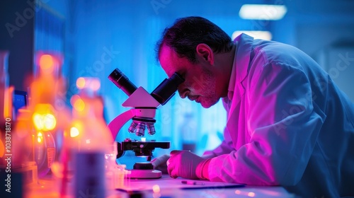 Scientist Examining Samples in a Laboratory Setting