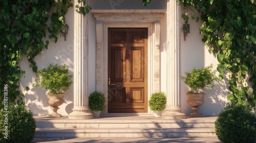 Elegant Entrance with Door and Ivy Decor