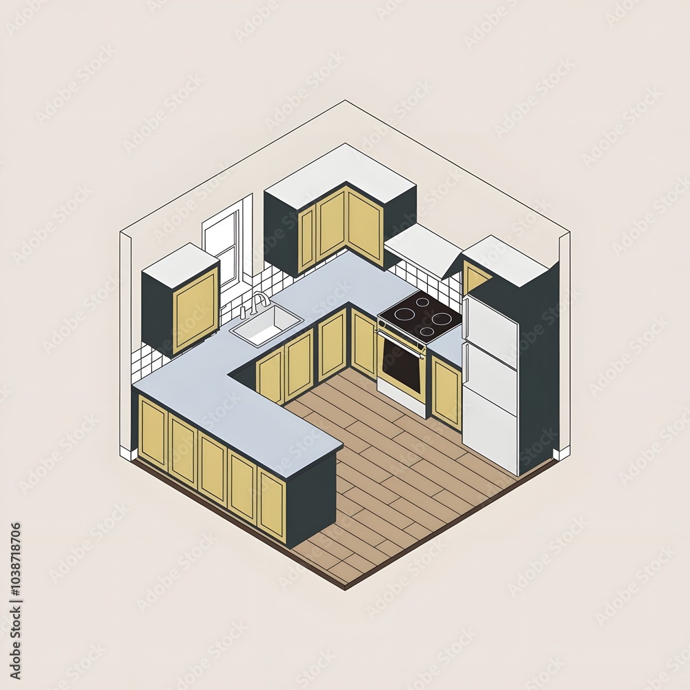 Fototapeta premium 3d render of a kitchen