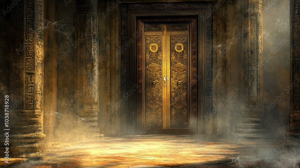 Mystical Golden Doors in an Enchanted Setting Mystical Golden Doors in an Enchanted Setting