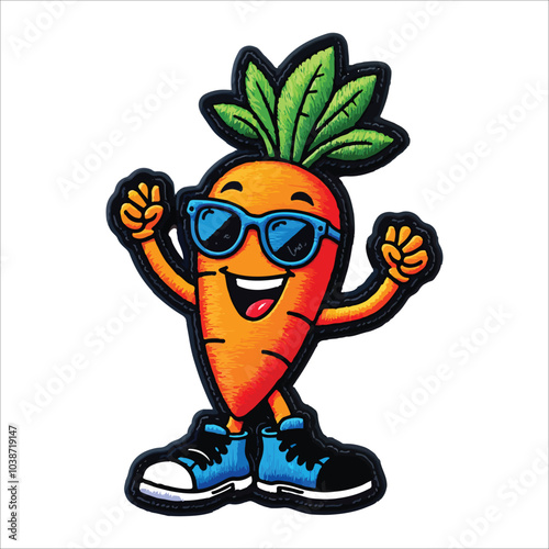 Cute carrot cartoon vegetable characters isolated on white background Vegetable cartoon character carrot